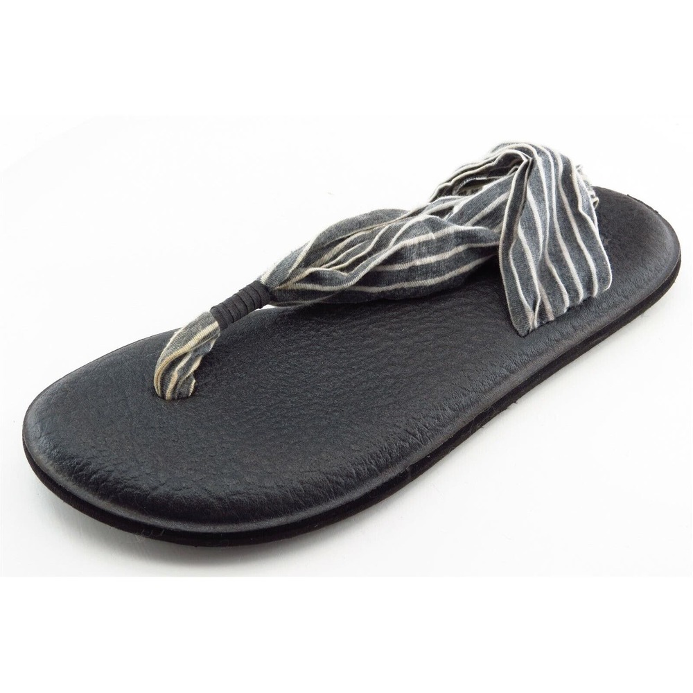 Sanuk Size 7 M Gray Slingback Fabric Women Sandal Shoes